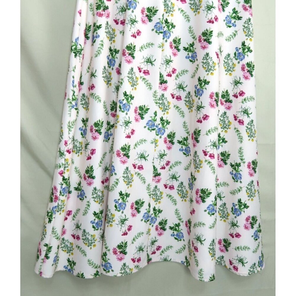 Alexia Admor White Floral Smocked Long Sleeve Midi Dress Stretch Size 10 - Picture 8 of 10